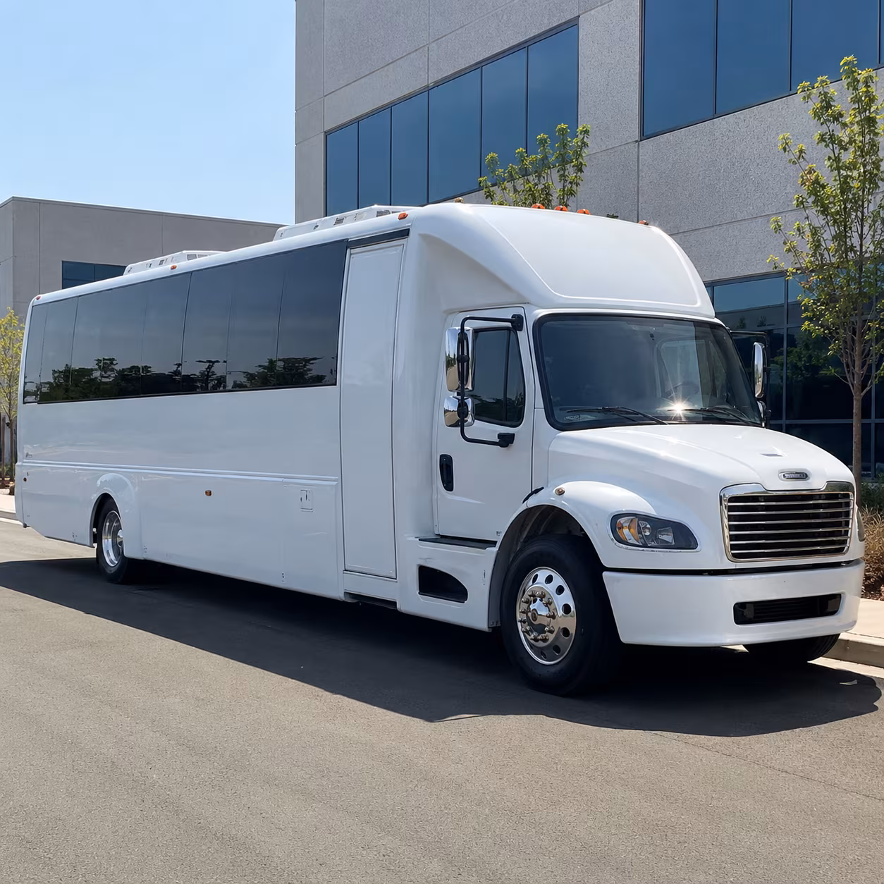 Group beside a Mercedes Sprinter limo in Richardson