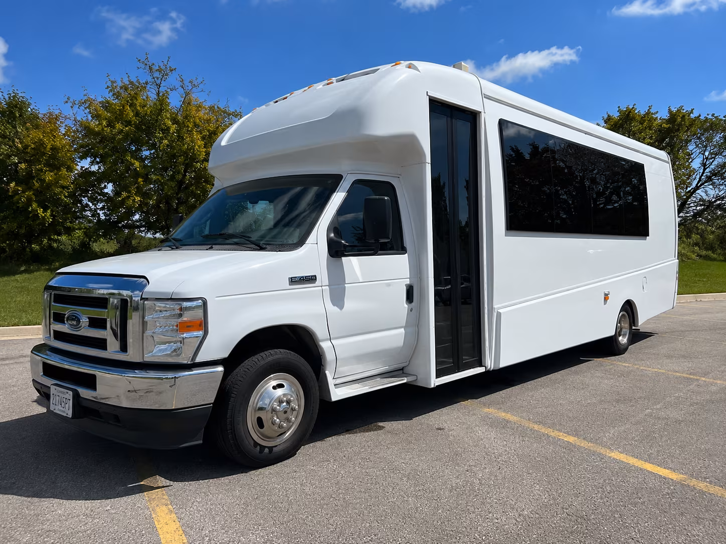 Wedding guests seated inside a party bus serving Richardson