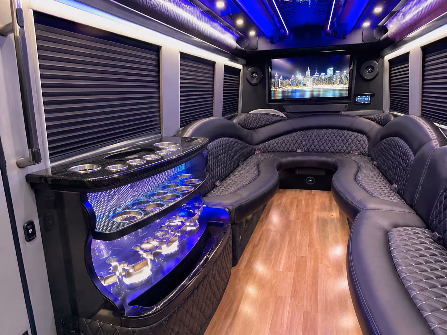 Richardson Birthday, Sweet 16, & Quinceañera Transportation party bus interior