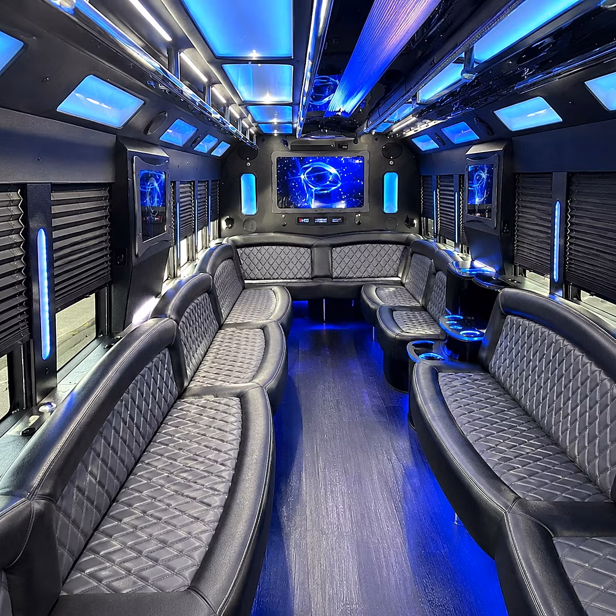 Richardson Private Event Transportation party bus interior