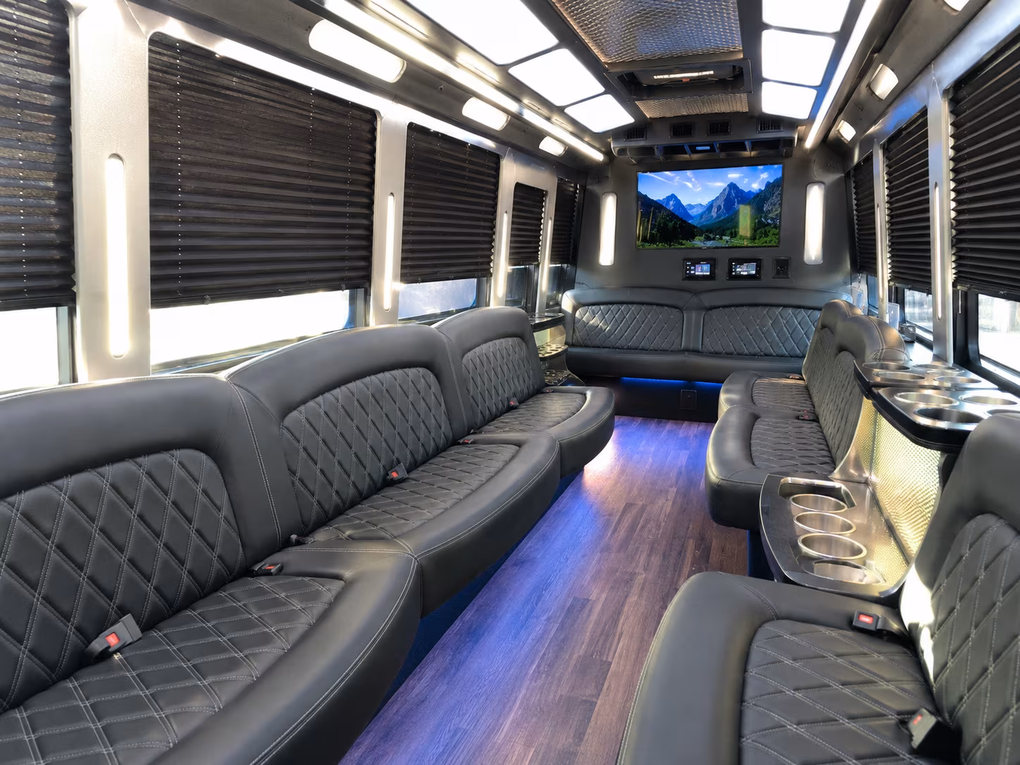 Richardson Private Event Transportation party bus interior