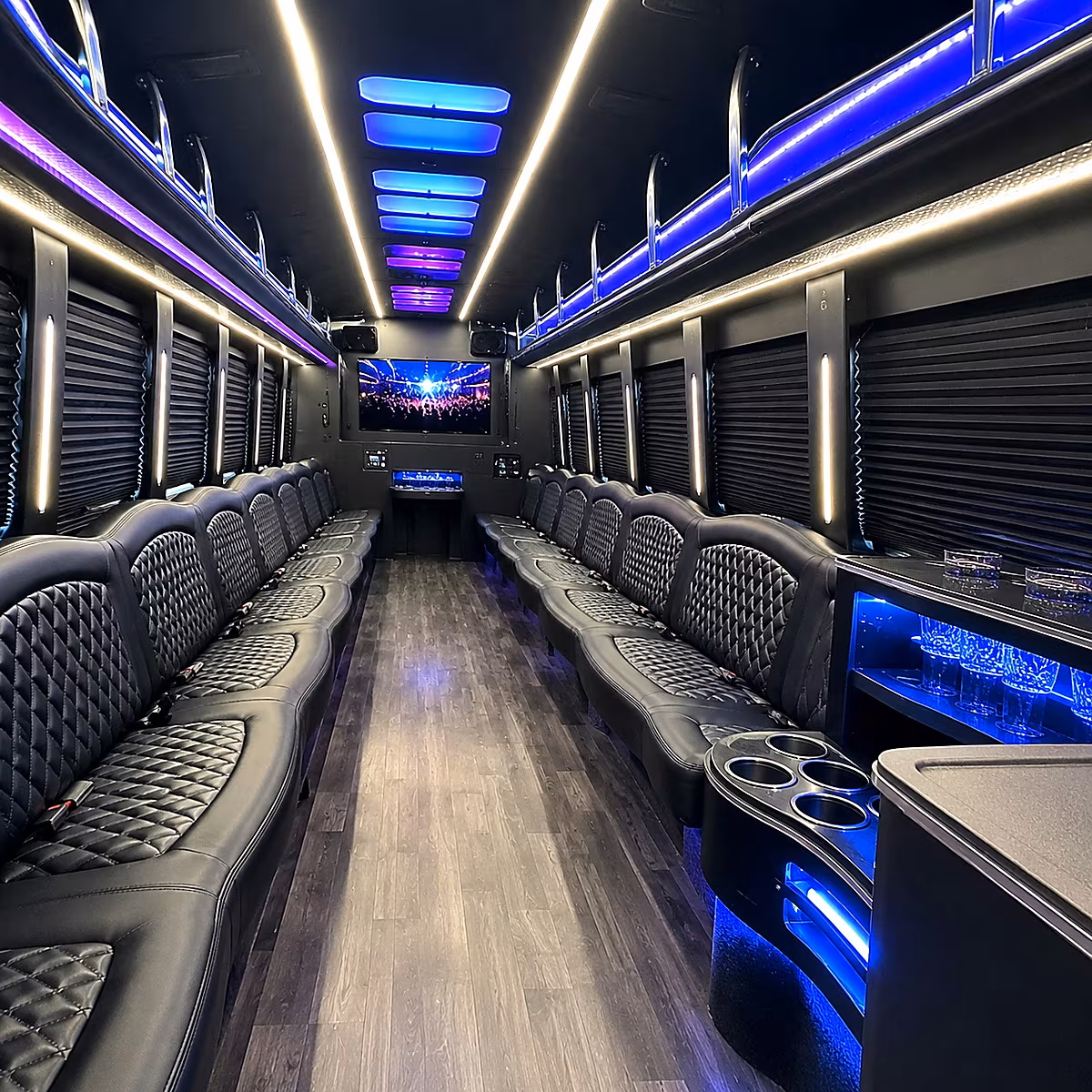 Richardson Sporting Event Transportation party bus interior