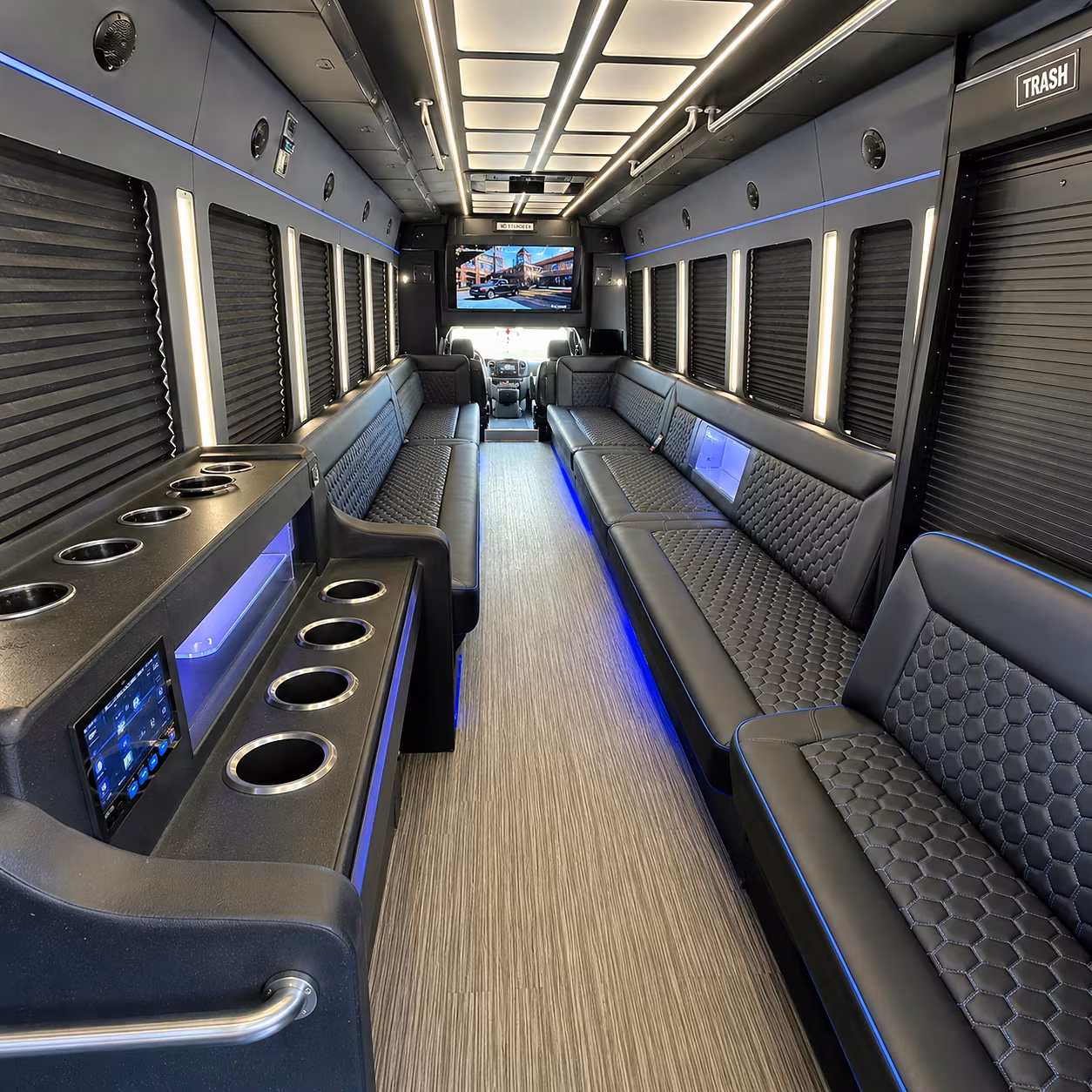 Richardson Sporting Event Transportation party bus interior