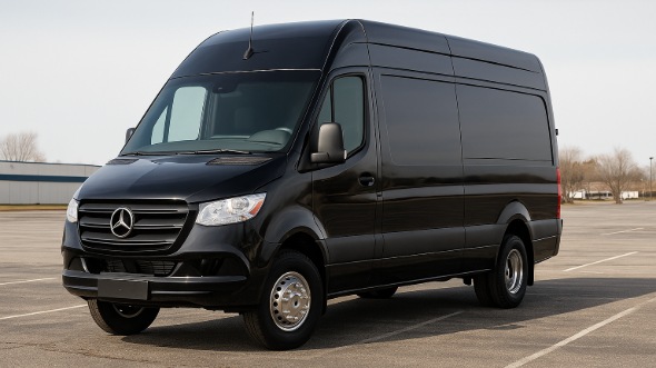 Exterior of Charter Bus Company Allen's 14 Passenger Sprinter Limousine in Allen