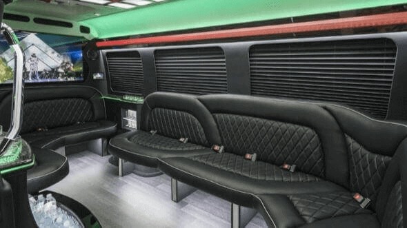 Interior of Charter Bus Company McKinney's 15 Passenger Party Bus in McKinney