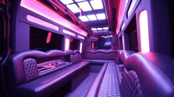 Interior of Charter Bus Company McKinney's 18 Passenger Party Bus in McKinney