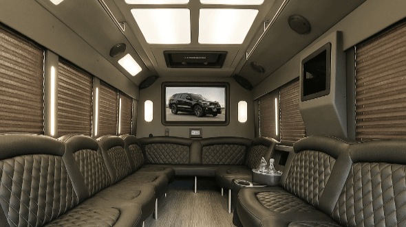 Interior of Charter Bus Company Garland's 20 Passenger Party Bus in Garland