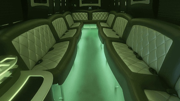 Interior of Charter Bus Company Little Elm's 20 Passenger Party Bus in Little Elm