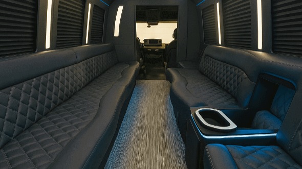 Interior of Charter Bus Company Irving's 28 Passenger Party Bus in Irving