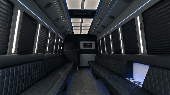 Interior of Charter Bus Company Little Elm's 30 Passenger Party Bus in Little Elm