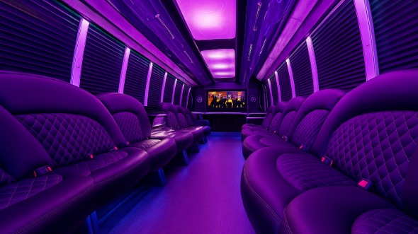 Interior of Charter Bus Company Rowlett's 30 Passenger Party Bus in Rowlett
