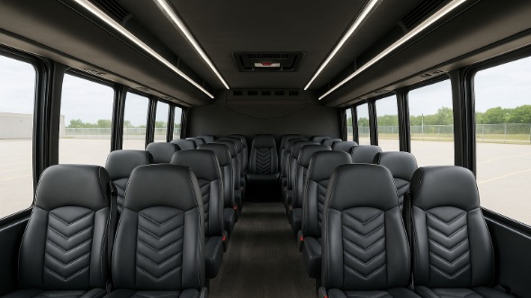 Interior of Charter Bus Company Richardson's 35 Passenger Mini Bus in Richardson